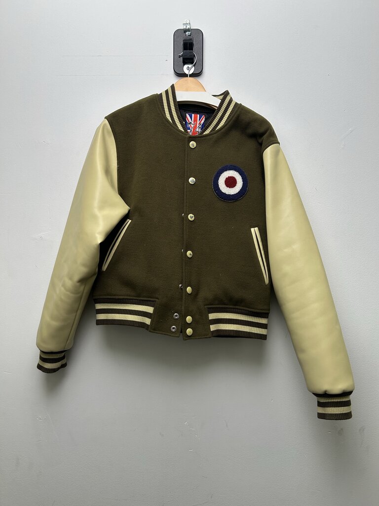 Preowned 74iswar Olive Cream Varsity Jacket Size Medium
