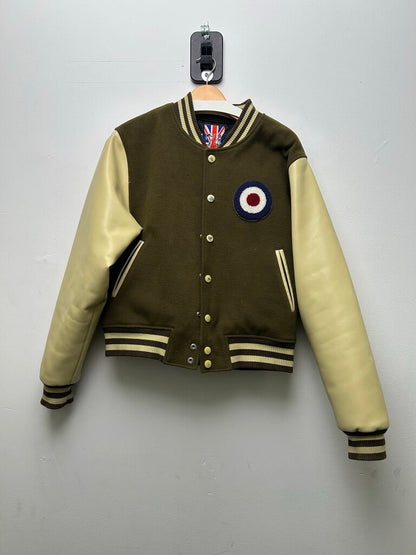 Preowned 74iswar Olive Cream Varsity Jacket Size Medium