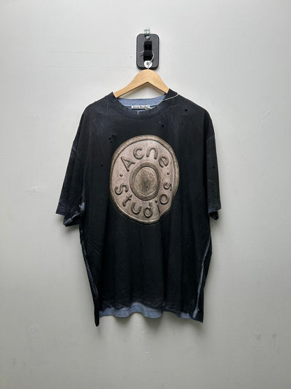 New Acne Studio Bullet Logo Black & Blue Overdyed Tee sz.XL