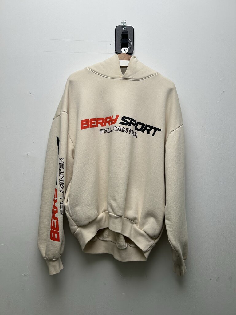 Preowned Gv Gallery Cream Berry Sport Hoodie Size Large (Small hole)