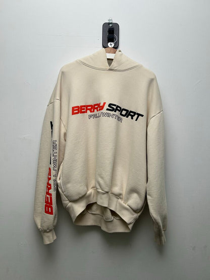 Preowned Gv Gallery Cream Berry Sport Hoodie Size Large (Small hole)