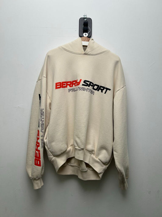 Preowned Gv Gallery Cream Berry Sport Hoodie Size Large (Small hole)
