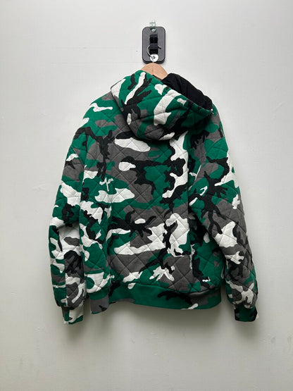 Preowned Supreme Green Camo Quilted Zip Up Jacket Sz.Large