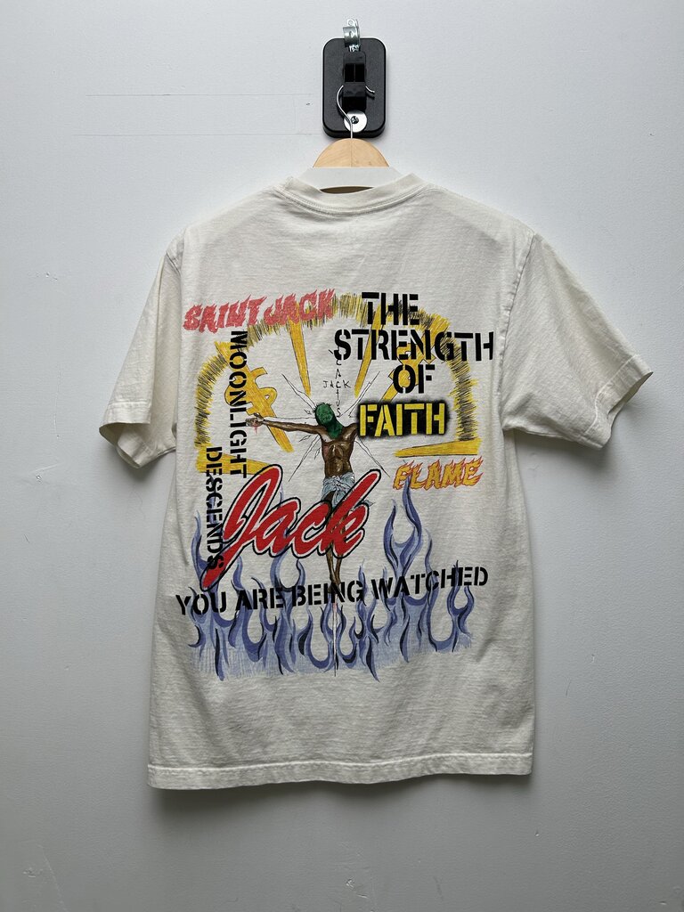 Preowned Travis Scott Saint Michael White Logo Tee Sz.Medium