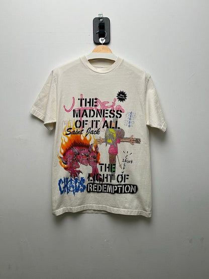 Preowned Travis Scott Saint Michael White Logo Tee Sz.Medium
