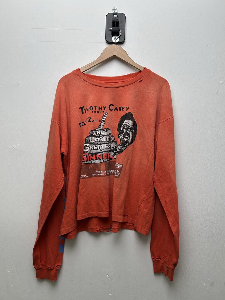 New Paly Red Timothy Carey Distressed Longsleeve sz.M