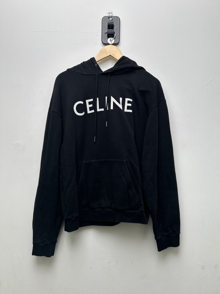 Preowned Celine Black White Logo Hoodie Sz.Large