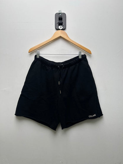 Preowned Celine Black White Logo Shorts Sz.Large