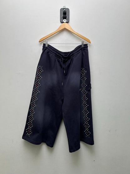 New HMDDS Navy Rhinestone 3/4 Shorts Size Medium