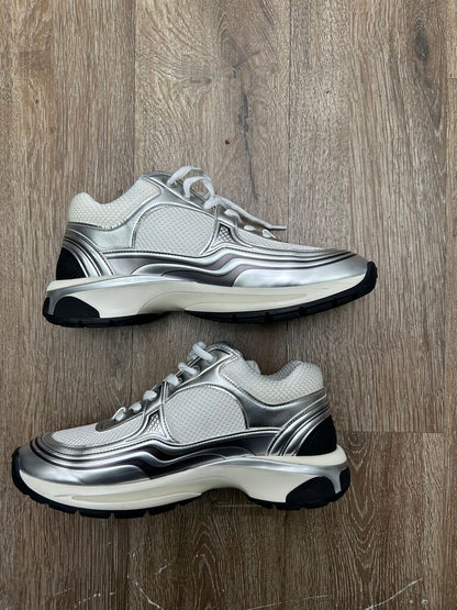 Preowned Chanel Runner White Silver Size 40