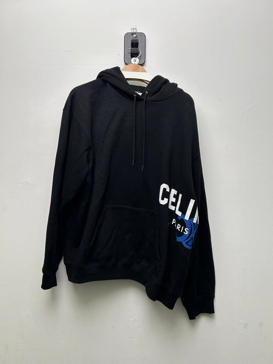 Preowned Celine Paris Black Blue Logo Hoodie Sz.XL