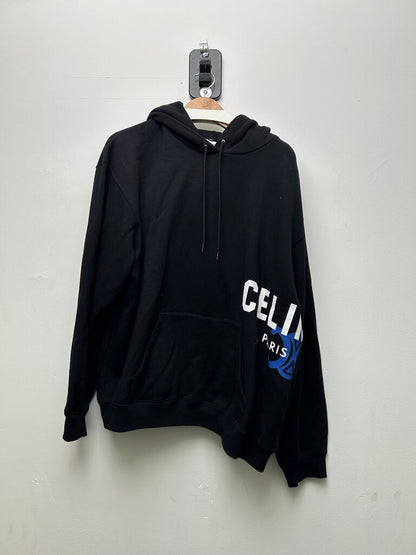 Preowned Celine Paris Black Blue Logo Hoodie Sz.XL