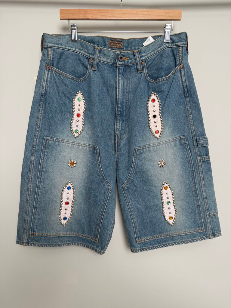 New Kapital Rhinestone Lightwash Double Knees size 36
