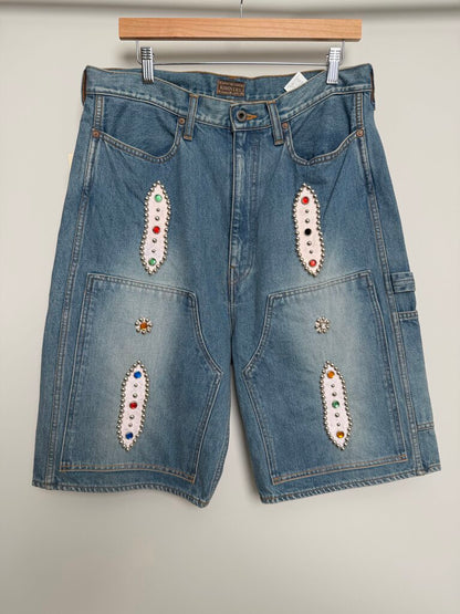 New Kapital Rhinestone Lightwash Double Knees size 36