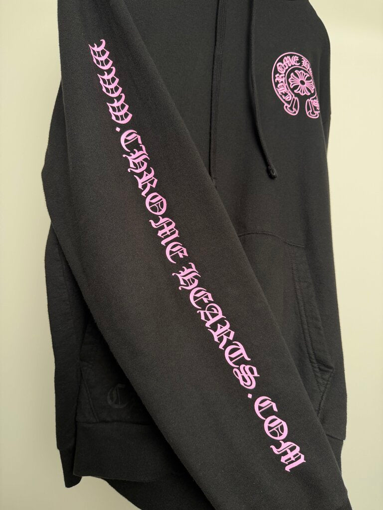 Preowned Chrome Hearts Pink Black Website Hoodie Sz.Medium