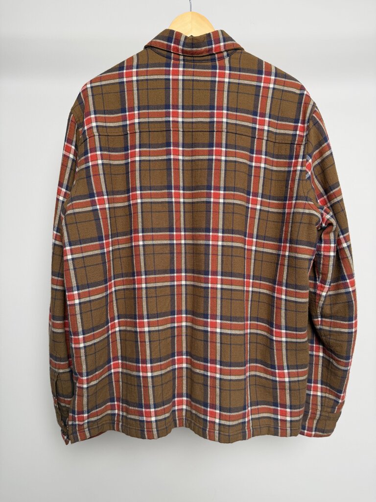Preowned Chrome Heart Brown Orange Navy Flannel size L