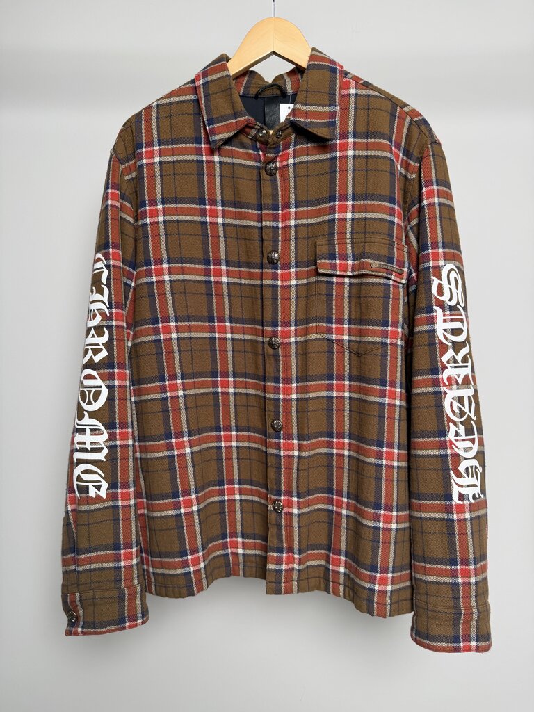 Preowned Chrome Heart Brown Orange Navy Flannel size L