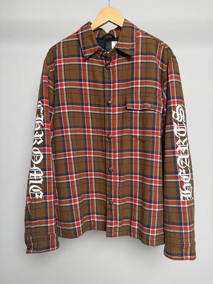 Preowned Chrome Heart Brown Orange Navy Flannel size L