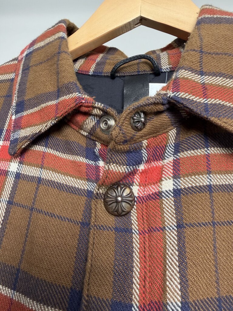 Preowned Chrome Heart Brown Orange Navy Flannel size L