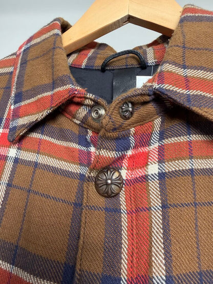 Preowned Chrome Heart Brown Orange Navy Flannel size L