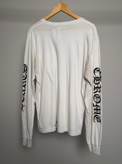 Preowned Chrome Heart Kneck Logo Arm Logo White L/S size L