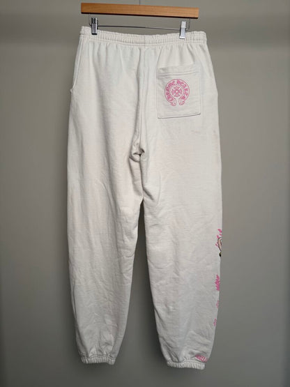 Preowned Chrome Heart White Deadly Doll Joggers size L