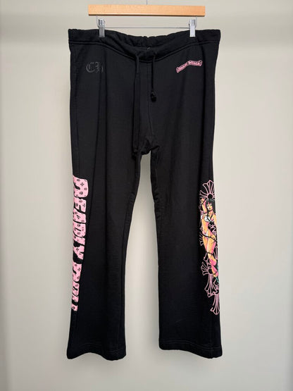 Preowned Chrome Heart Black Deadly Doll Black Sweatpants size XL