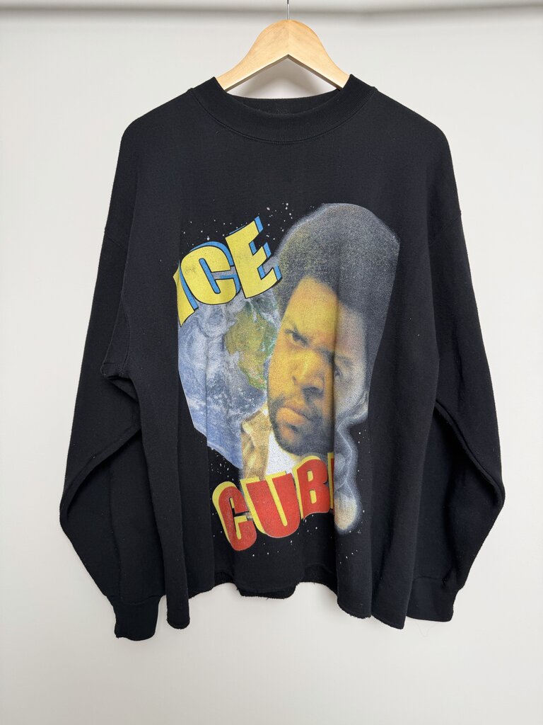 90s Ice Cube Cropped Black Crewneck size XL