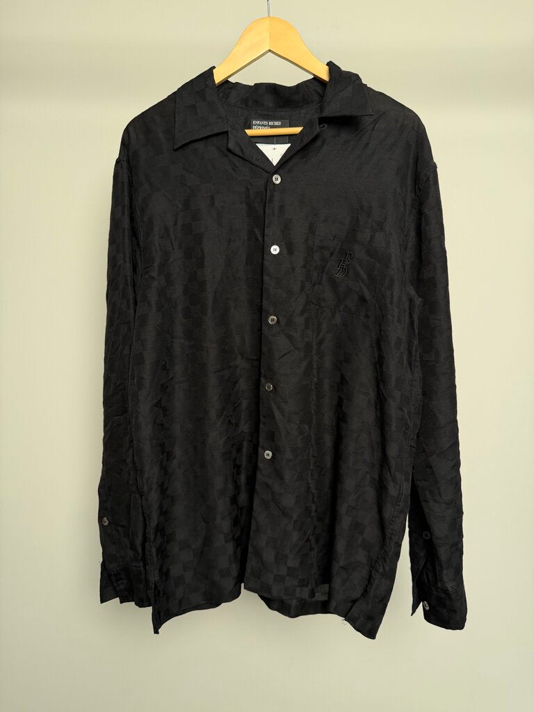 Preowned ERD Black Satin Button Up size L