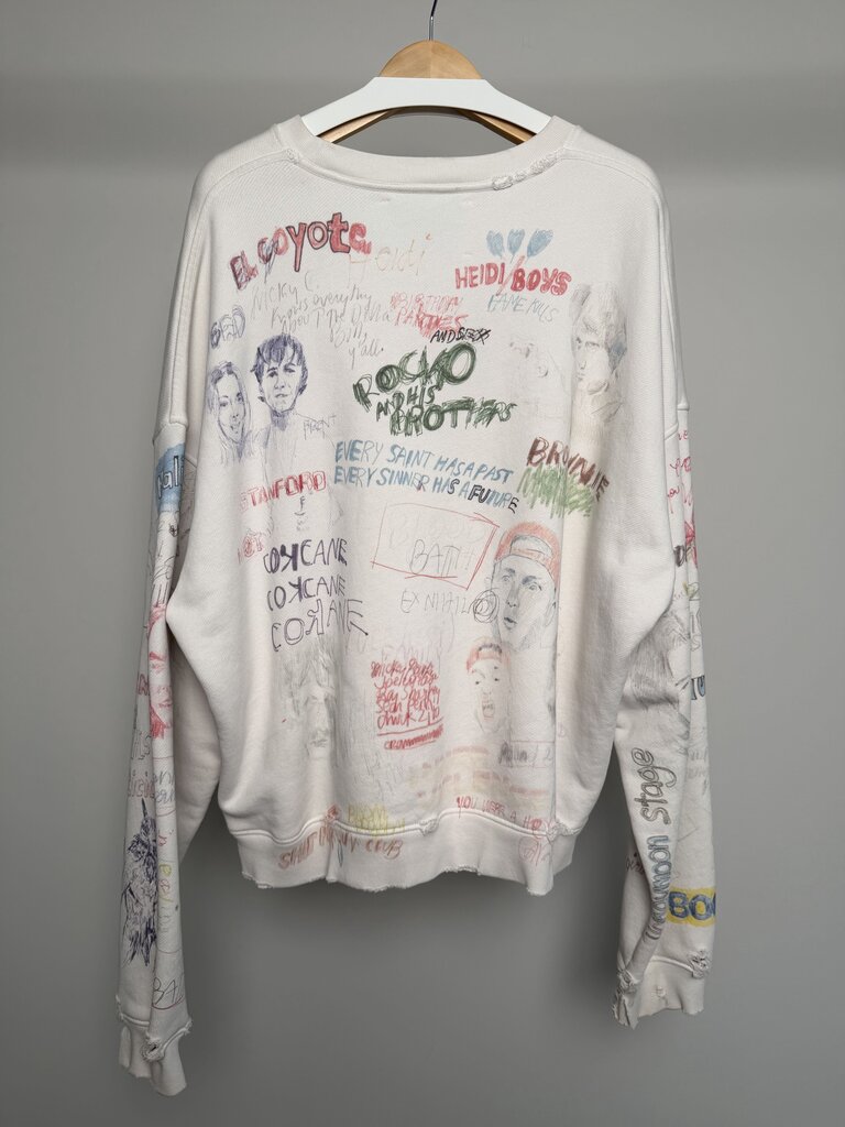 Preowned Paly White All Over Scribble Crewneck Sz.M/L