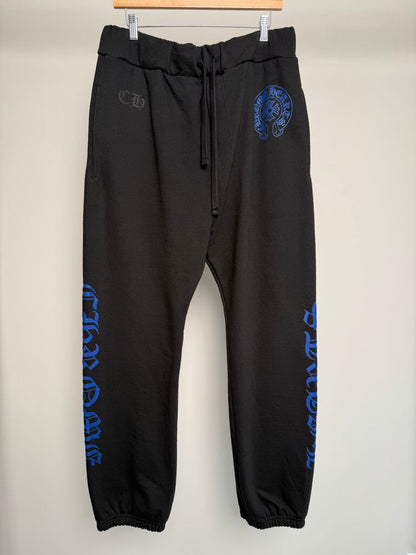 New Chrome Hearts Black Blue Horseshoe Sweatpants Size Large