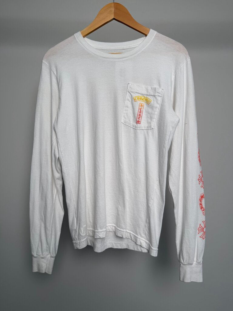 Preowned Chrome Ehasrts White Gradient L/S Size Small