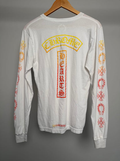 Preowned Chrome Ehasrts White Gradient L/S Size Small