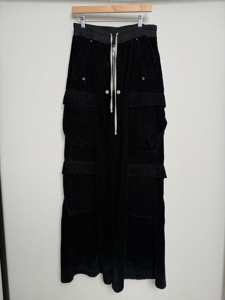 Preowned Rick Owens Corduroy Bela Black Cargos size S