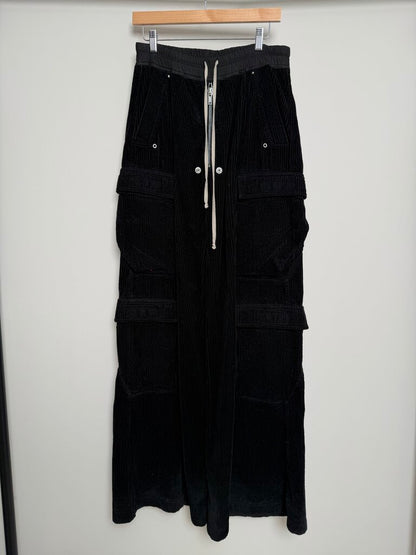 Preowned Rick Owens Corduroy Bela Black Cargos size S