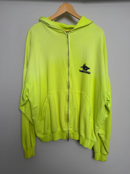 Prewoned Balencaga Round Lime Green Zip Up Hoodie size 1