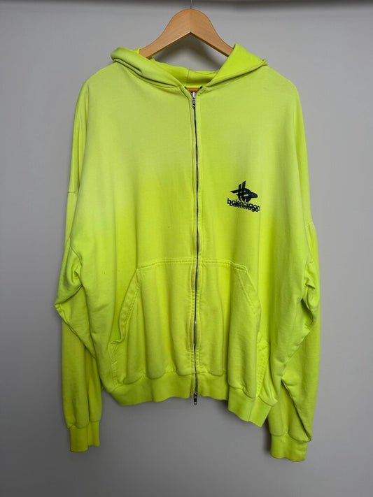 Prewoned Balencaga Round Lime Green Zip Up Hoodie size 1