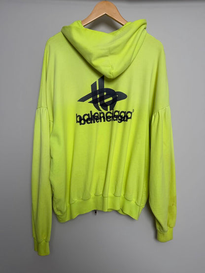 Prewoned Balencaga Round Lime Green Zip Up Hoodie size 1