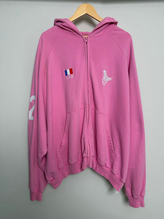 Preowned Balenciaga Pink Paris Zip Up Hoodie size 3