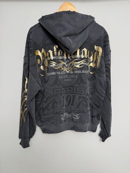 Perowend Balenciaga Tacky Rhinestone Tattoo Black Zip size M