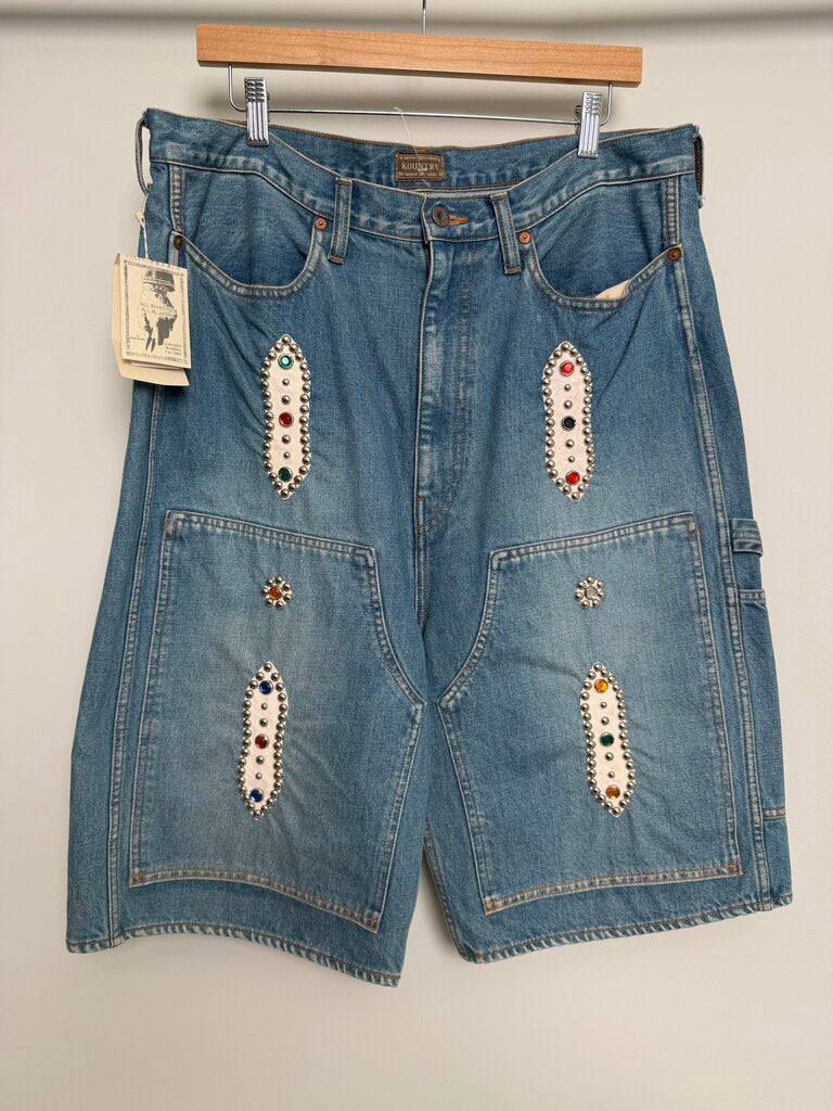 New Kapital Rhinestone Light Wash Shorts Sz.38