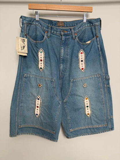 New Kapital Rhinestone Light Wash Shorts Sz.38