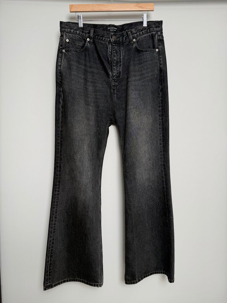 Preowned Balenciaga Black Flare Denim Size Large