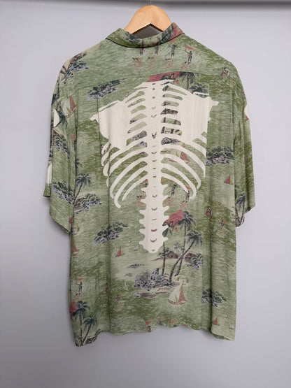 Preowned Kapital Bone Green Tiki Button Up size 5