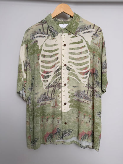 Preowned Kapital Bone Green Tiki Button Up size 5