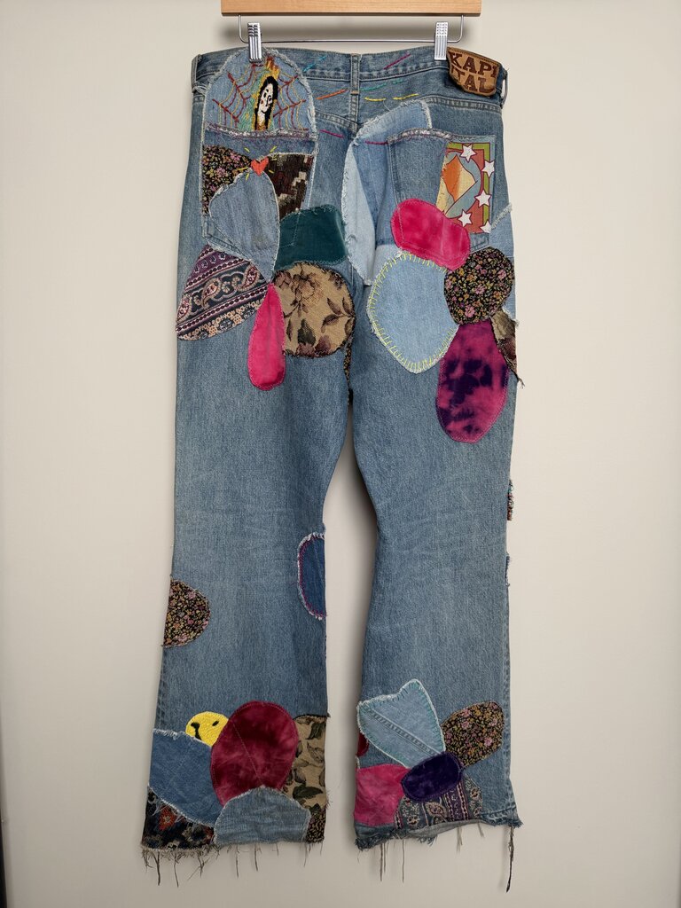 Preowned Kapital Patch Trip Bootcut Lightwash Denim size 38