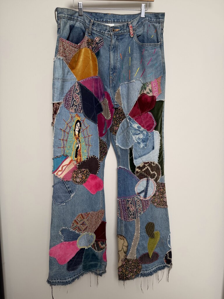 Preowned Kapital Patch Trip Bootcut Lightwash Denim size 38