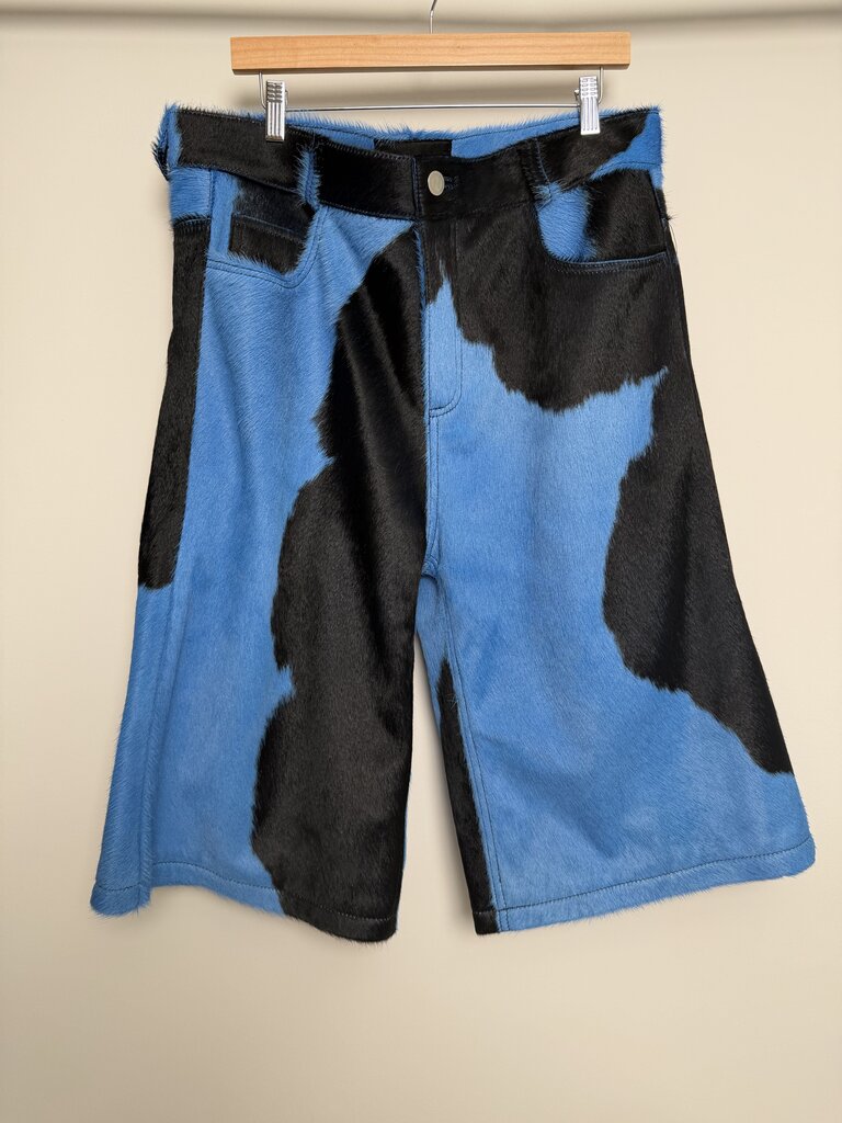 New NYRVA Blue Cowhide Shorts size 36