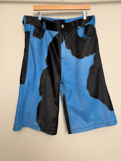 New NYRVA Blue Cowhide Shorts size 36
