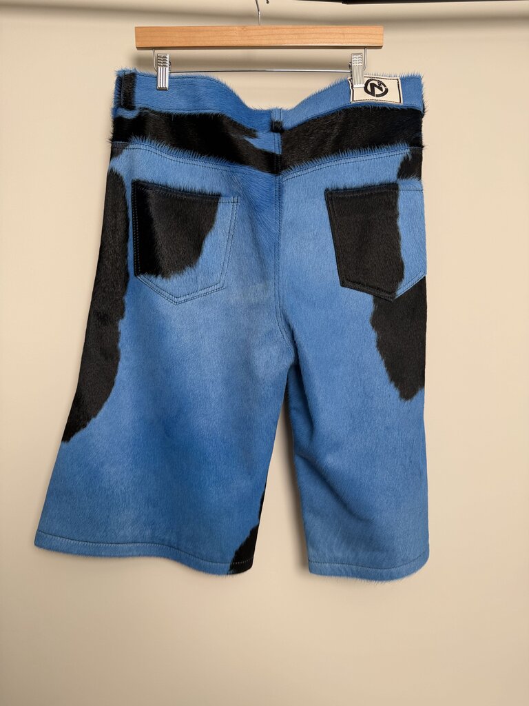 New NYRVA Blue Cowhide Shorts size 36